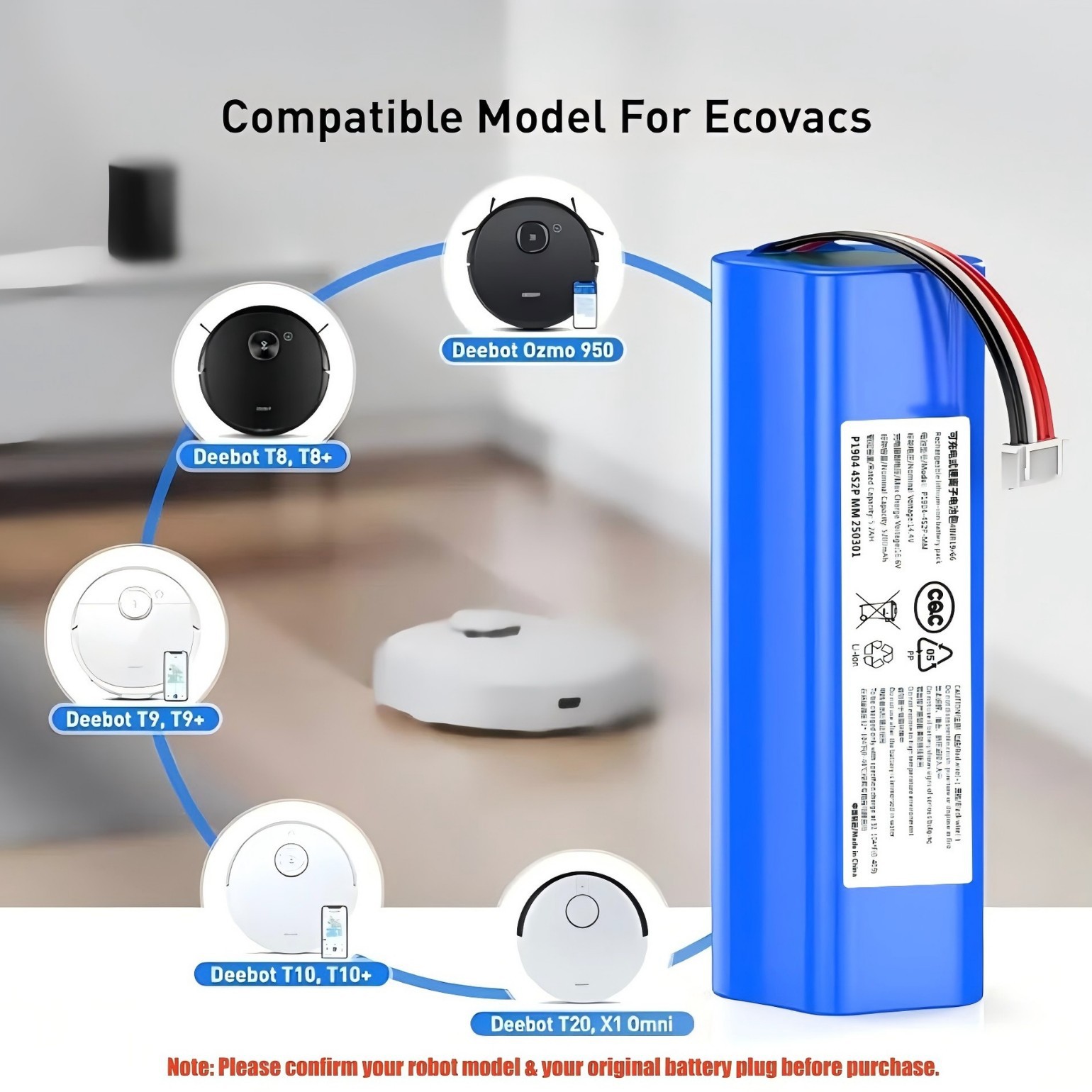 科沃斯扫地机14.4V锂电池适用Ecovacs T9/T8/T5/T10/T20/950型号