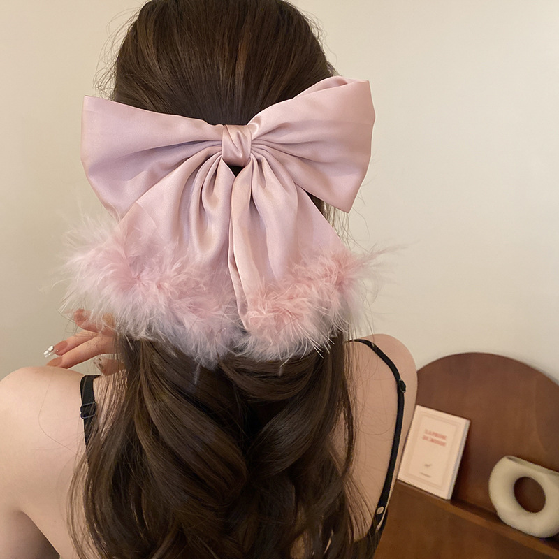 Women's Simple Style Bow Knot Alloy Cloth Feather Hair Clip display picture 7