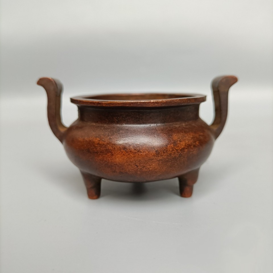 复古香炉官帽耳三足鼎炉宣德炉摆件家用室内线香用品送香插