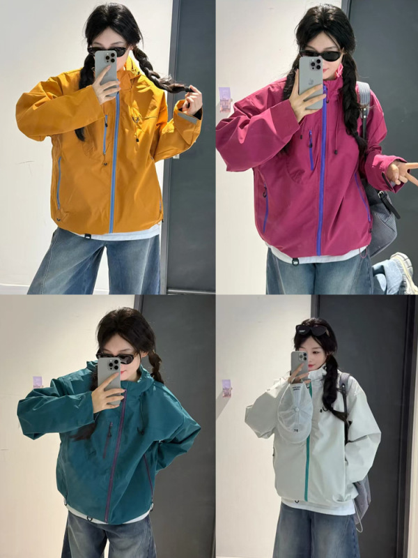 户外男女款软壳冲锋衣秋季防风防水登山服外套连帽透气运动服女款|undefined