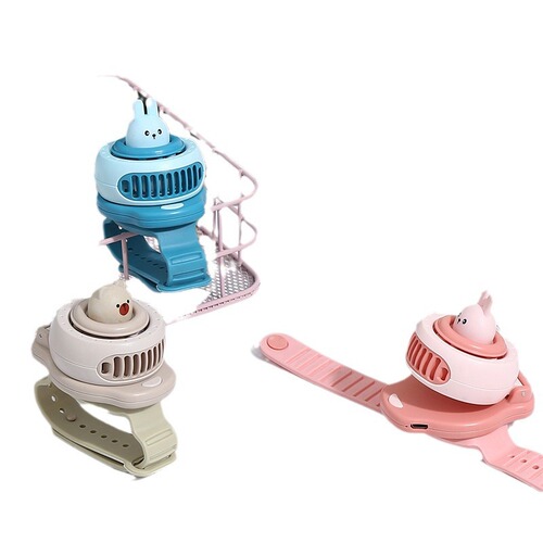 Factory Supply Creative Watches Fan Children USB Charging Cartoon Wrist Strap Mini Cute Fan