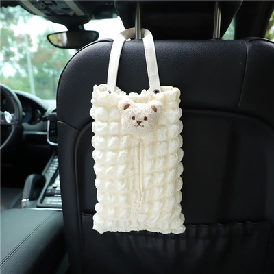 Car tissue box/set, Box with a High-End Puff - mibubble-fuge-hanging-tissue-box-three-dimensional-rice-bear-head