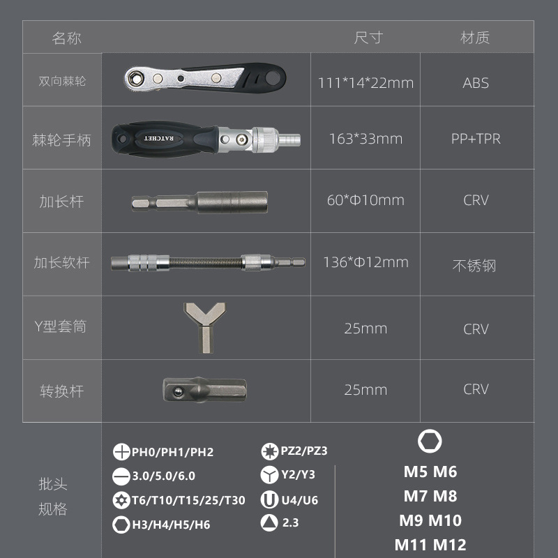 Juego de destornillador de trinquete personalizado 38 en uno, juego de llave de tubo de alta dureza magnética fuerte, juego de destornillador giratorio