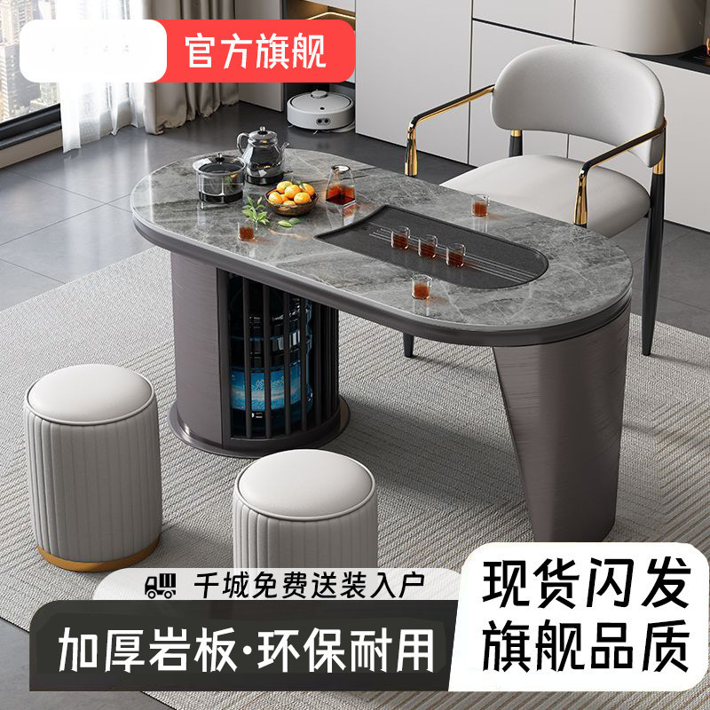 Mesa de té balcón mesa de té moderna simple tabla de roca mesa y silla de lujo ligera combinación de mesa de té de oficina en el hogar un conjunto completo