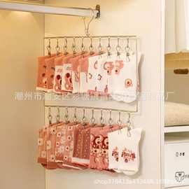 不锈钢多头袜架多功能收纳衣物袜子夹方形多层袜夹内衣加厚好神器