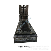 巴哈马蓝花岗岩十字架墓碑 影雕工艺石碑刻字出口纪念碑