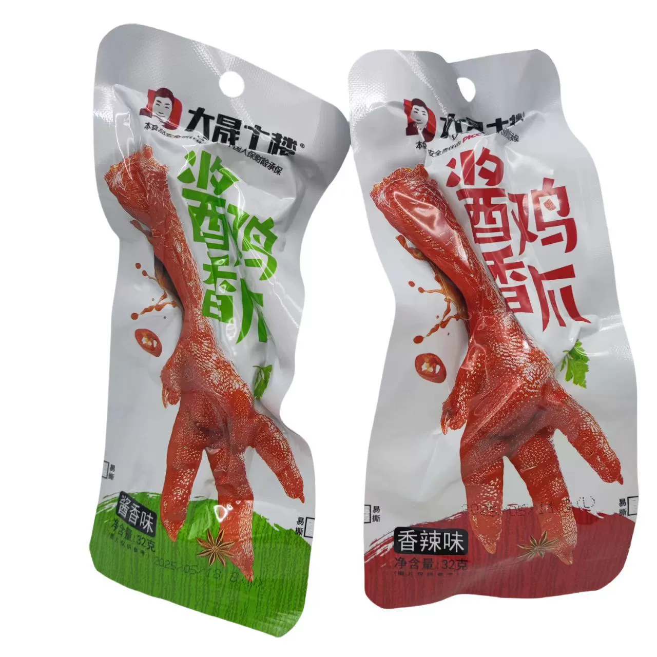 Dasheng Tulou Куриные лапки со вкусом соуса, острый оригинальный вкус, 32 г, упакованная тушеная закуска для просмотра сериалов и отдыха.