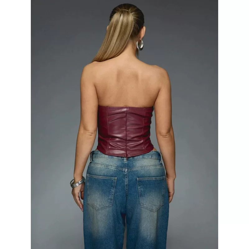 [Женские топы A 517 Blouses Tee кожаный корсет без бретелек для ужина]