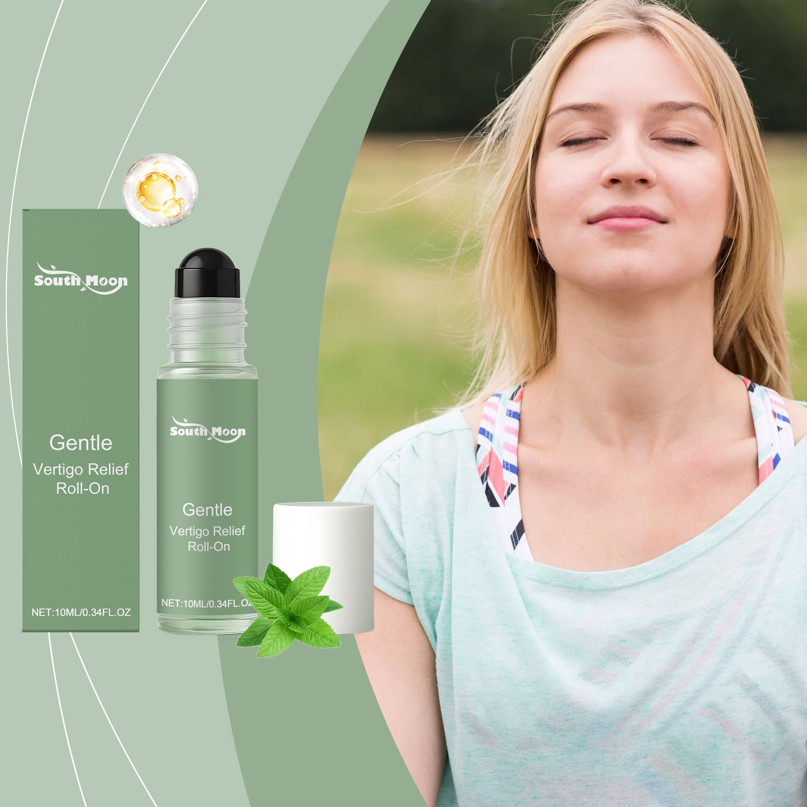 South Moon Head Care Roll-On Mint Roll-On Essential Oil Fresh and Plaid Experience Portable Care Goods