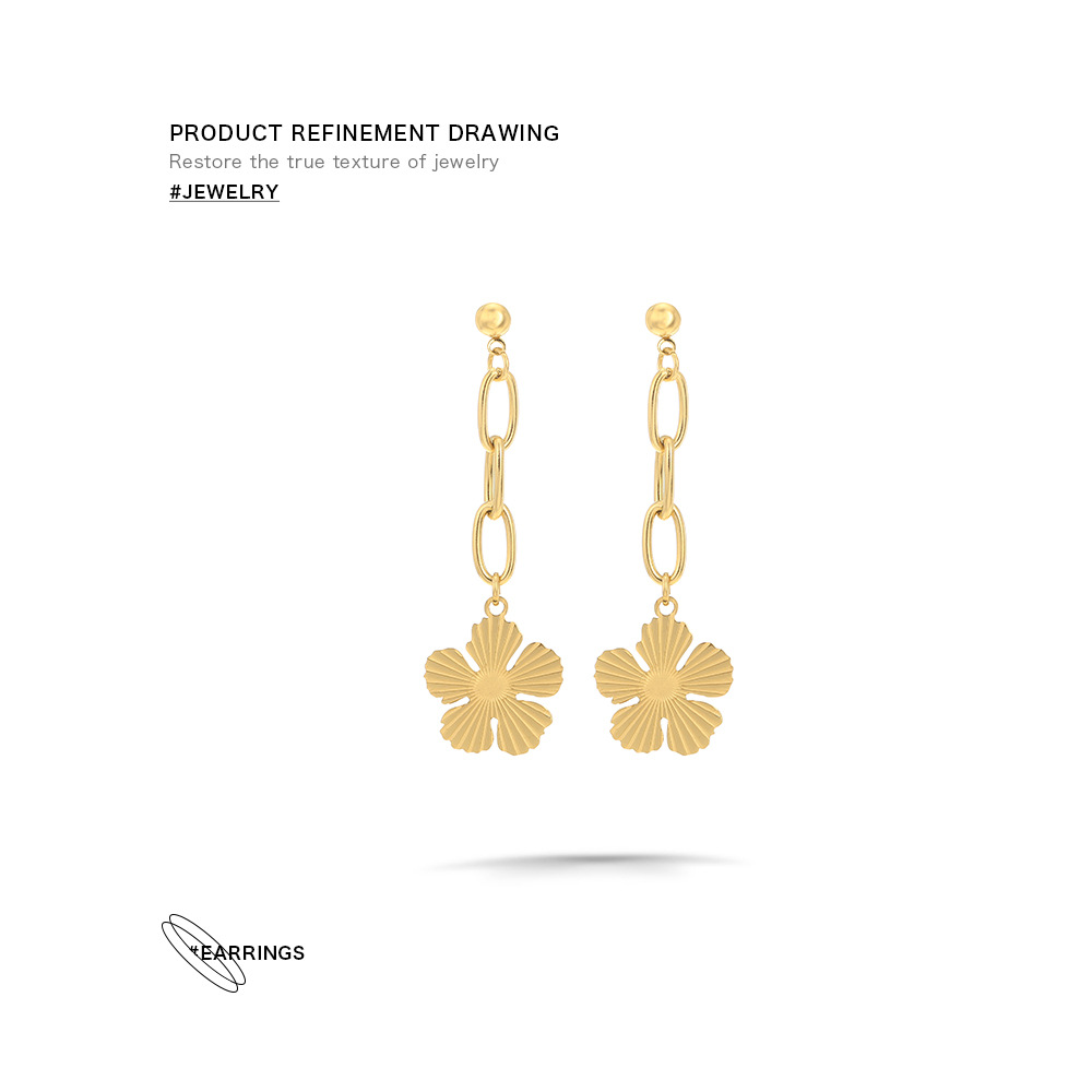 Real Gold Plated Plating Material Real Gold Plated Geometric 304 Stainless Steel Waterproof Non Tarnish Earrings
