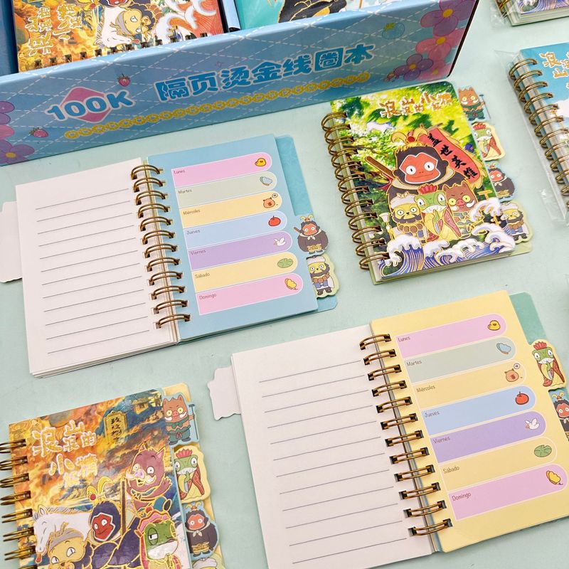 新款浪浪山小妖怪文创隔页100K烫金手账线圈本学生便携口袋小本子|undefined