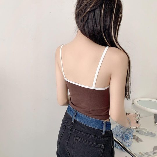 New Letter Print American Style Retro Style Hot Girl Fashion Sexy Style Sling Small Vest Base Outer Wear Tube Top Women