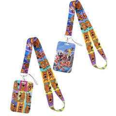 影視卡通狗狗手機掛繩卡套 可愛公交飯卡門禁卡套鑰匙鏈掛繩