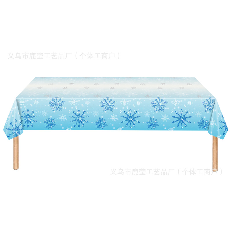 冬季新款圣诞节派对装饰用品Christmas圣诞树一次性圣诞桌布雪人|undefined