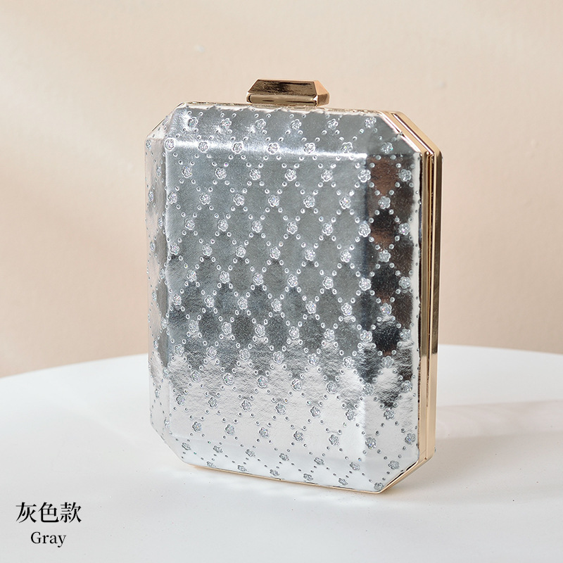 Transfronterizo nuevo rombo hueco bolso de noche de alto grado de las mujeres pu bolsa de vestir bolso de embrague retro fábrica al por mayor