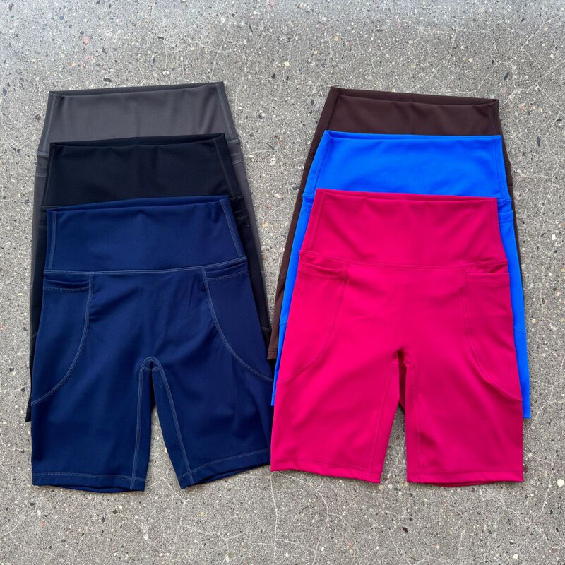 Yoga Pants with Pockets, Dopamine Sports Shorts, High-Waisted Five-Point Pants for Commuting, Soft, Breathable, Stretchy, Peach Butt Lift