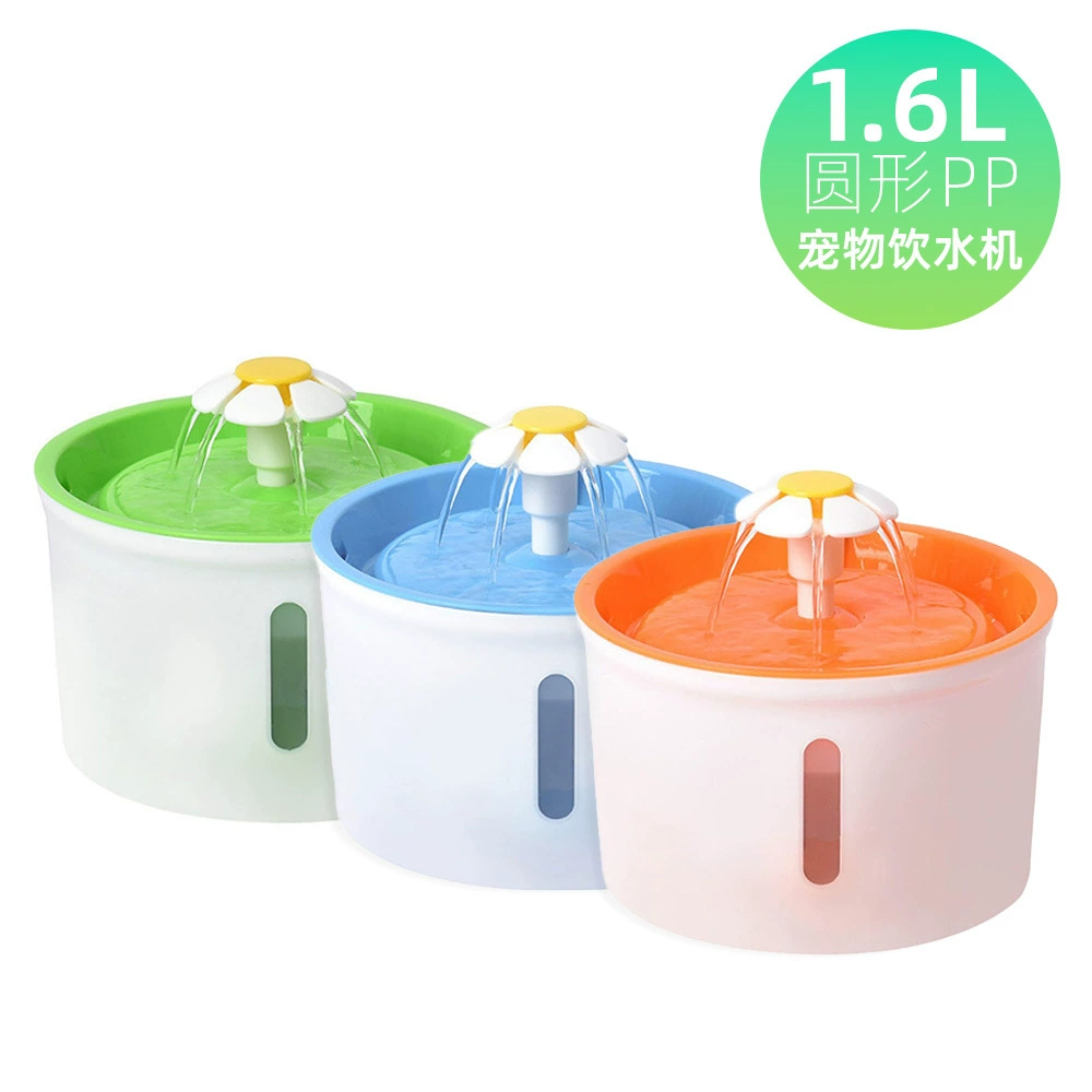 Питьевая машина для кошек и собак для домашних животных 1.6L маленький цветочный фонтан поилка для воды светодиодный наблюдательный уровень воды Автоматическая циркуляция воды питьевой воды