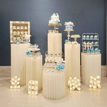 婚庆道具折叠罗马柱路引摆件圆柱立柱橱窗折纸装饰柱子加密甜品台