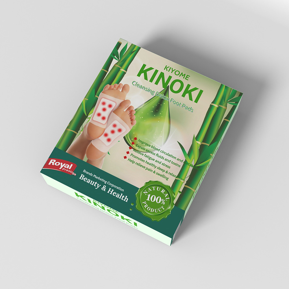 Kinoki Cleansing Detox Foot Pads with Mugwort 10 Patches per Bag in use