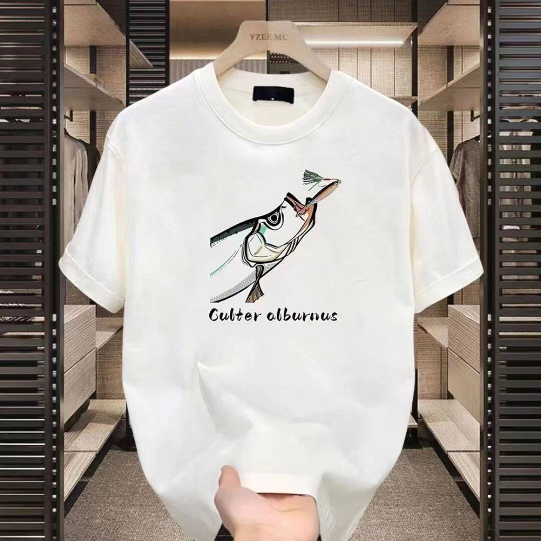 100% Pure Cotton 2026 Summer New Style Men's Short-Sleeve T-Shirt Designer Men's Clothing High-End Versatile Half-Sleeve