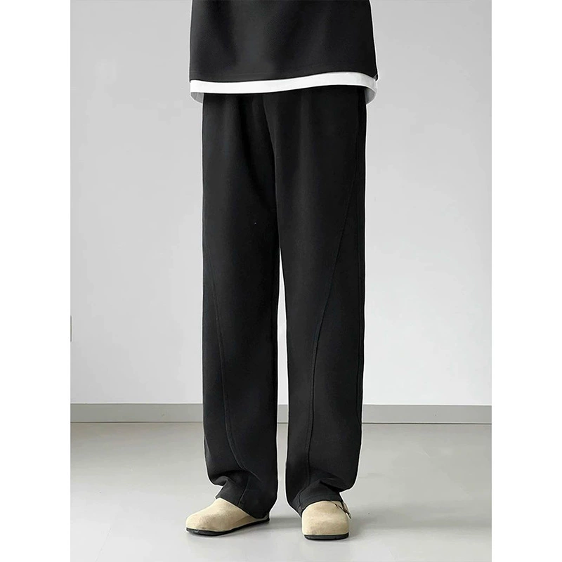 Demi-season woolen black trousers, fitted
