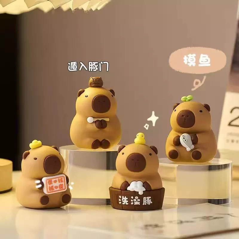 Миниатюрная фигурка капибары для рабочего стола, антистресс-украшение для поддержания эмоциональной стабильности и исцеления, для девочек.