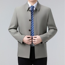 正品牌男装高品质夹克秋季新款桑蚕丝商务休闲简约行政外套茄克衫