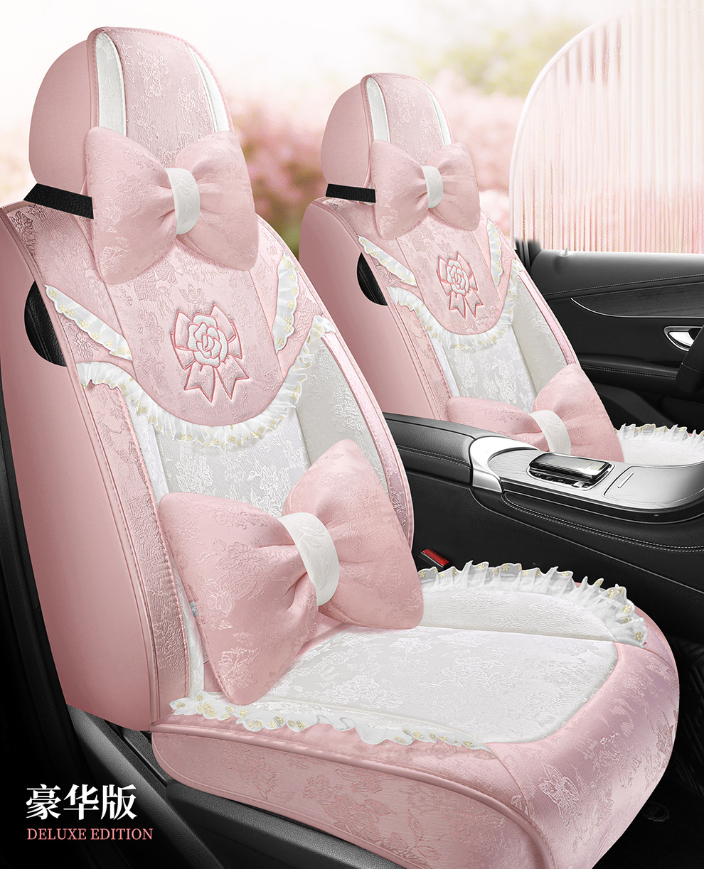 2026 New Model Ancient Style Camellia Jacquard Embossed Lace All-Season Car Seat Cushions Wholesale Cross-Border Export