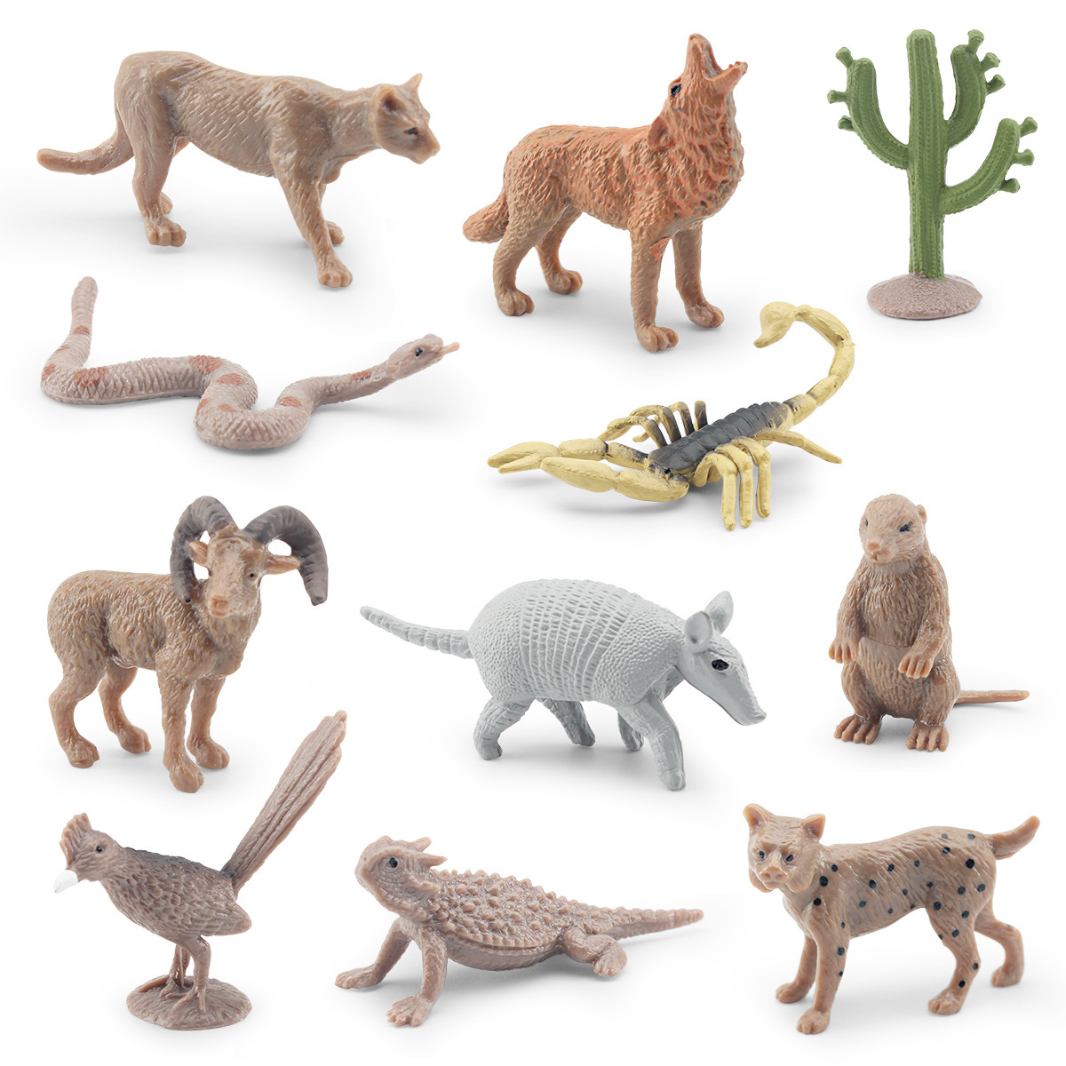 Cross-border simulation wild desert animal model mountain lion rattlesnake cactus ground squirrel coyote scorpion ornament