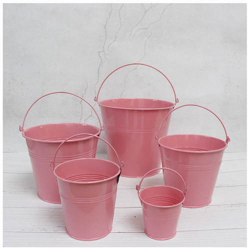 Iron flower bucket flower arrangement device flower shop decoration gardening succulent flower pot painted bucket mini candy color small iron bucket