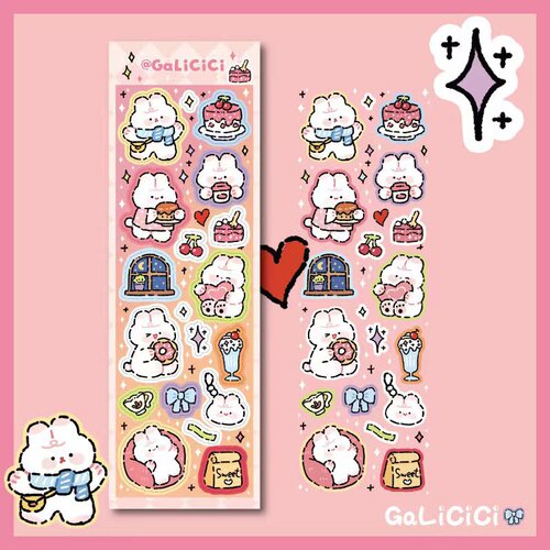 Curry Xixi original cute cartoon puppy rabbit stickers Guka decoration diy material laser stickers