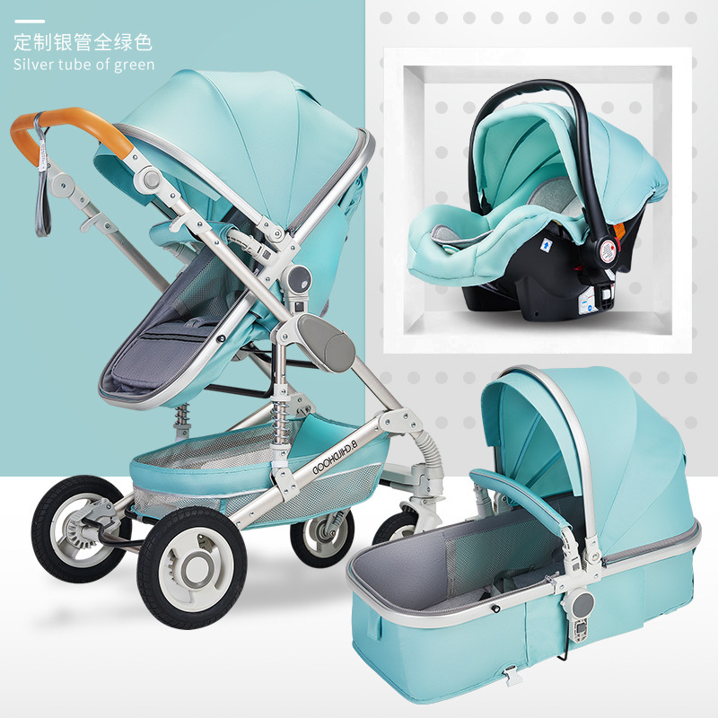 Cochecito de bebé Wisesonle bidireccional con vista alta, se puede sentar y acostar, ligero, plegable, con amortiguación y asiento con aire.