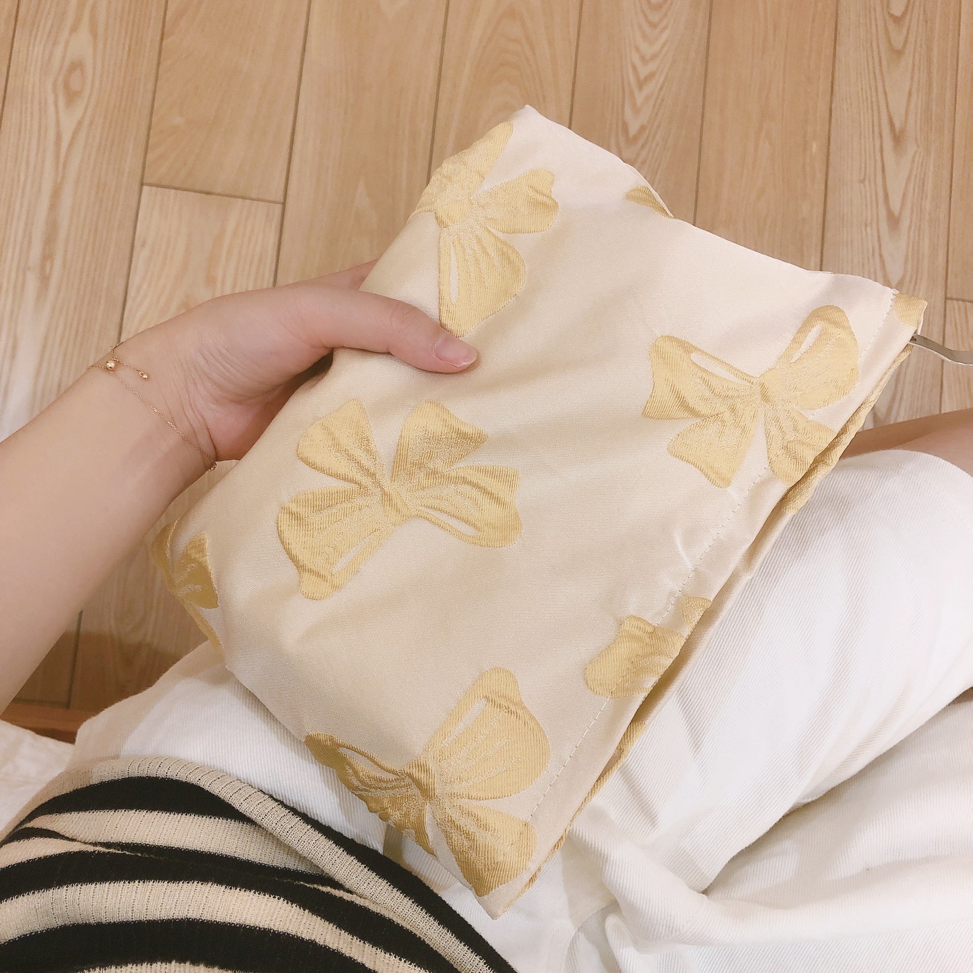 [Su bolsa de Heb] arco elegante retro jacquard bolsa de cosméticos señoras bolso de embrague bolsa de lona portátil