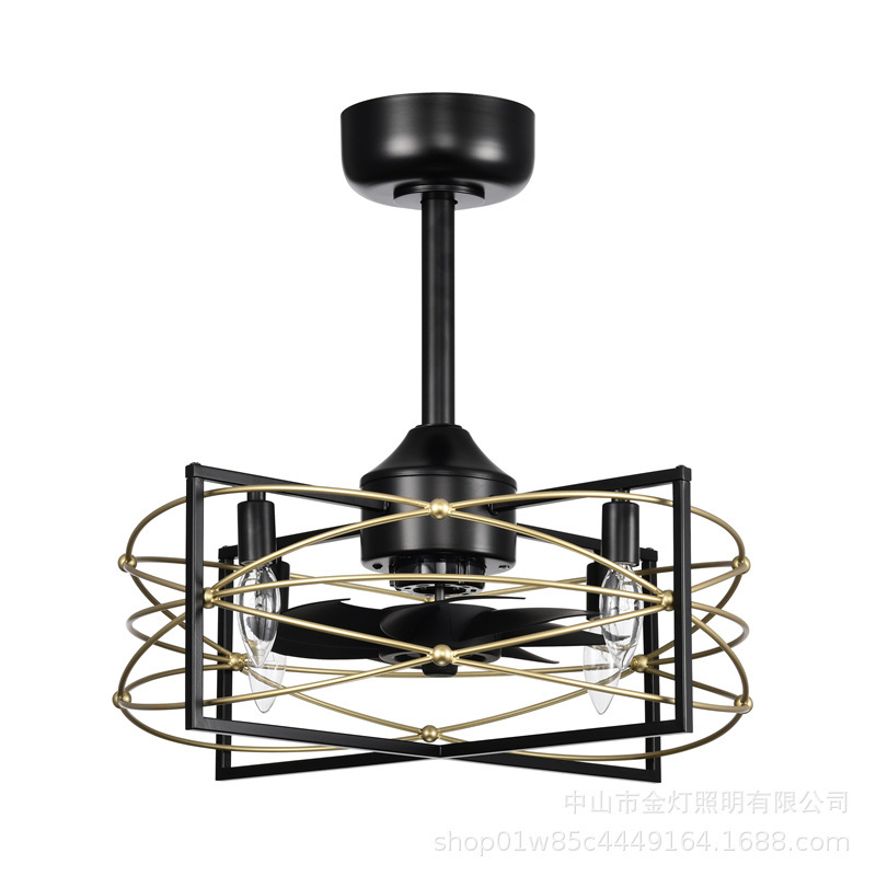 Cross-border retro industrial wind invisible fan lamp American living room dining room bedroom antique ceiling fan lamp Amazon supply