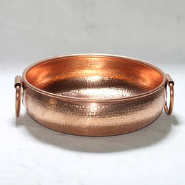 纯紫铜加厚锤点铜火锅电磁炉鸳鸯铜锅纯铜吊环鼓锅云南手工汤锅