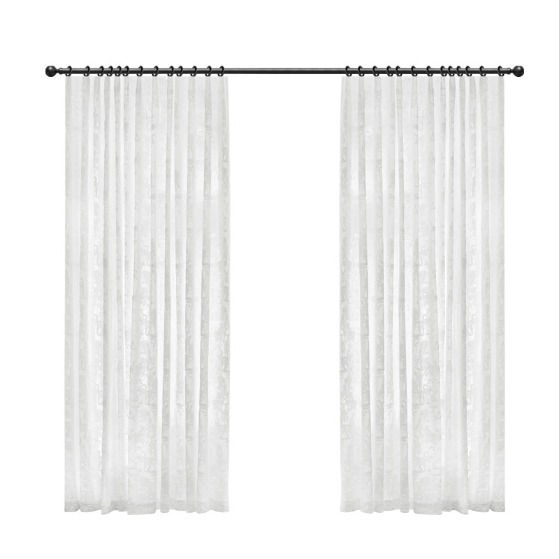 Cortina de gasa de color crema francesa, pantalla de ventana retro en relieve, cortina de sala de estar de alta gama, translúcida, gasa blanca, gasa de dormitorio