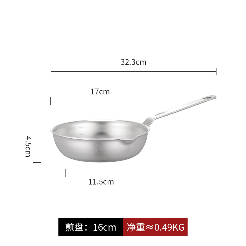 316 de acero inoxidable pan de omelete mini filete pan de sopa de sopa de mantequilla pan de leche sin recubrimiento