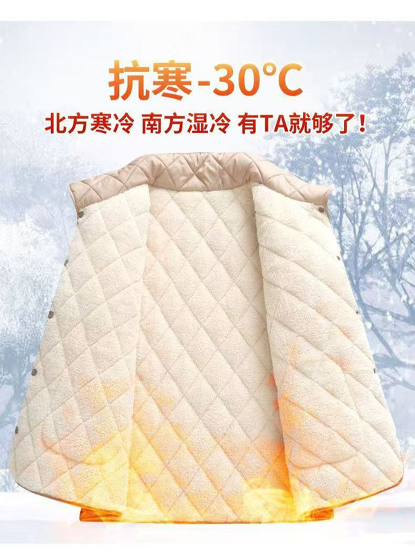 加厚保暖棉衣女娃娃领尼丝纺长袖外套冬季新款菱形格子加绒妈妈棉|undefined