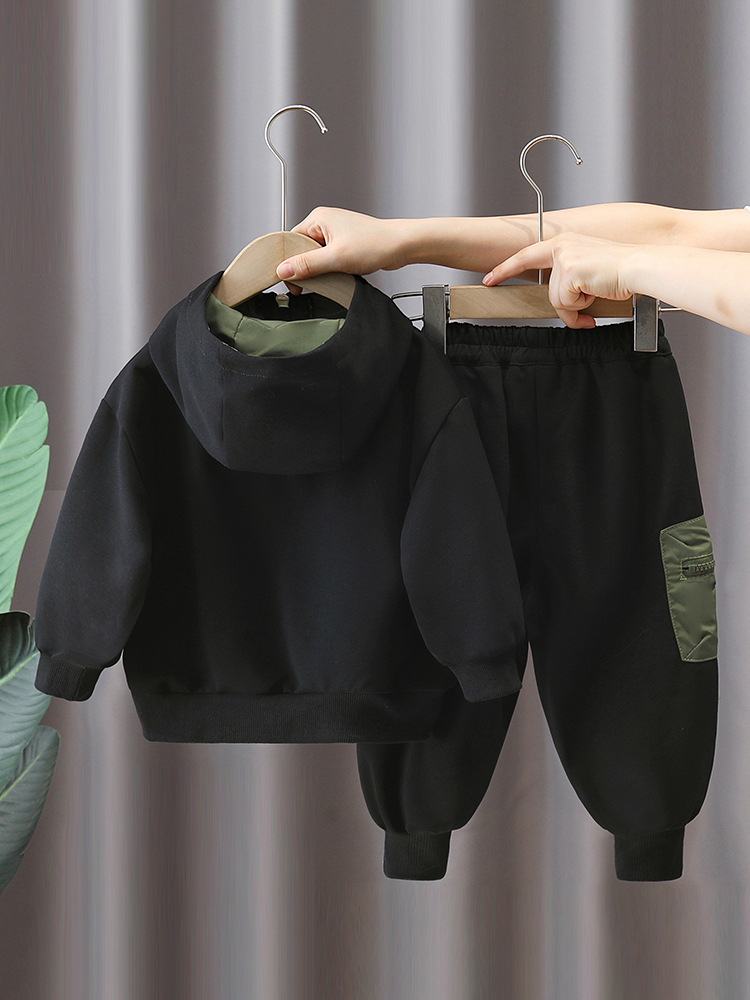6079 traje de suéter para niños ropa de primavera y otoño con capucha 2024 nueva ropa para niños ropa casual de otoño para niños guapos