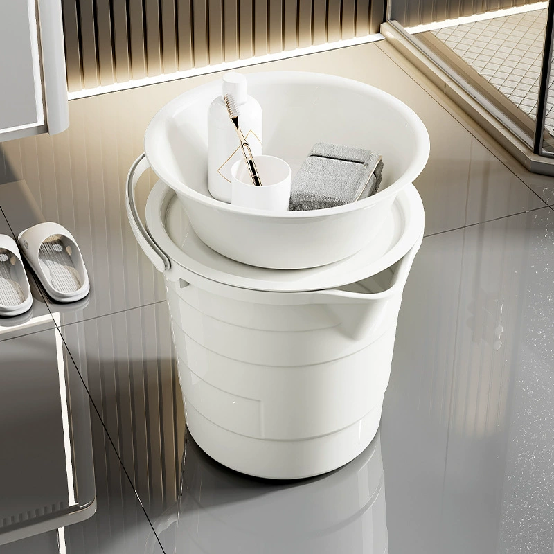 [Translated Russian equivalent of: Plastic bucket, washbasin, handheld big set for elementary school students for laundry, 3 piece set, increased thickness]
