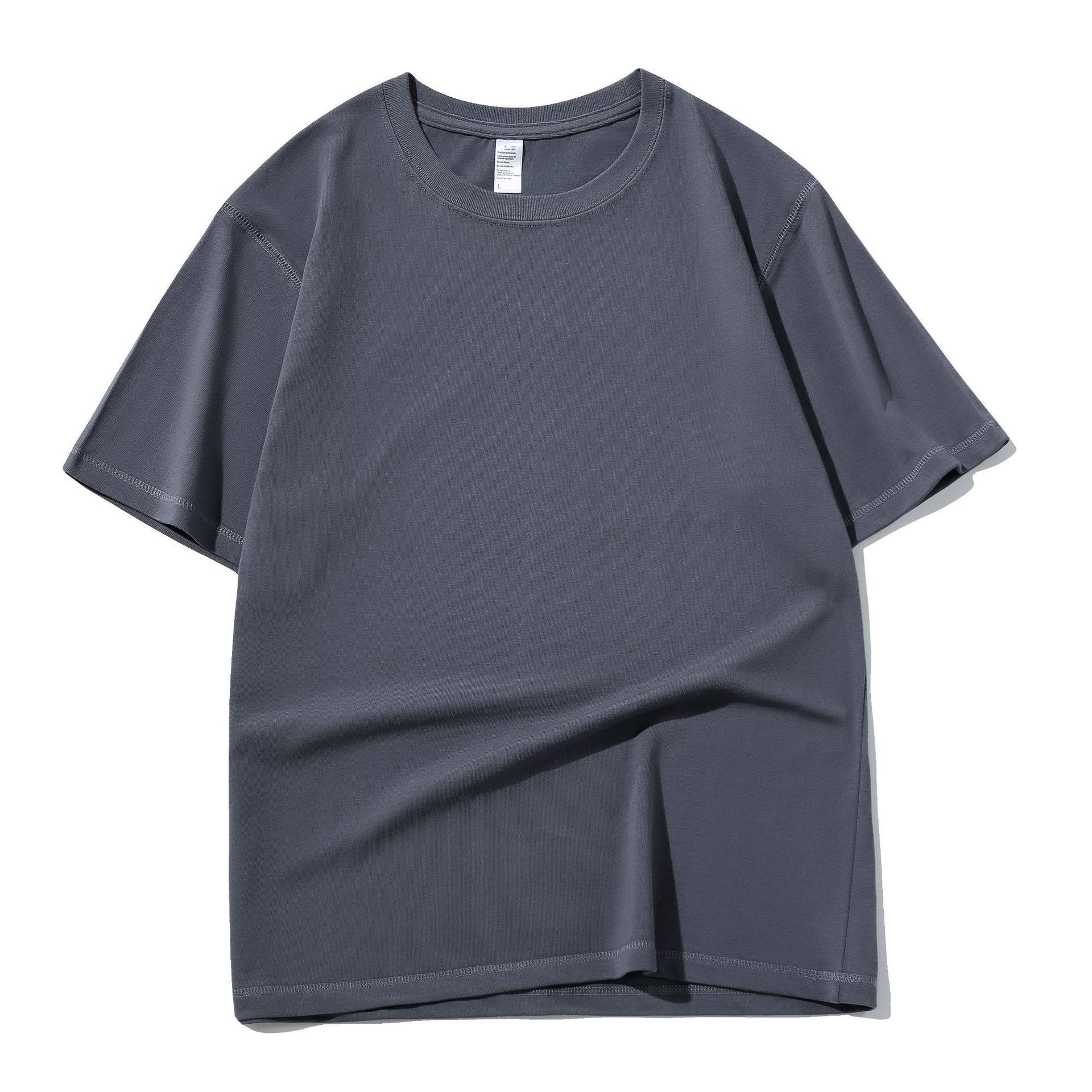 Spot 240g Camiseta de manga corta pesada de doble hilo para hombre verano blanco suelto algodón puro color sólido hombro caída media manga personalizada t