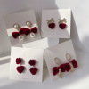 Cute earrings with bow from pearl, accessory, internet celebrity, silver 925 sample