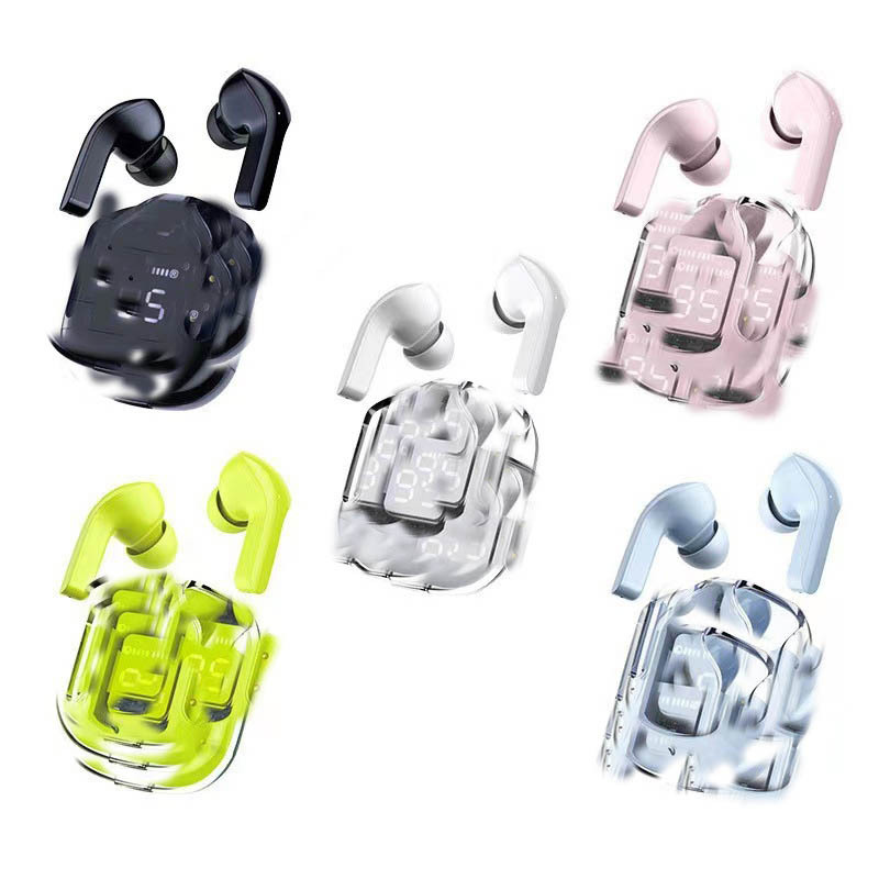 Transfronterizo transparente pantalla digital TWS auriculares inalámbricos Bluetooth tipo auriculares estéreo bilateral inalámbrico verdadero blanco