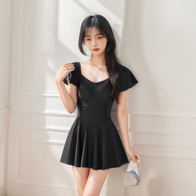 Traje de Baño Enterizo Sexy para Mujer, Estilo Falda, Elegante y de Alta Gama, Disimula la Barriga, Ideal para Aguas Termales, Venta al por Mayor