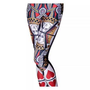 【0423】Digital Printed Retail Playing Card Design Red Heart Q Tight Leggings Jfka3064 Can Be Worn Outside and Lift the Hips