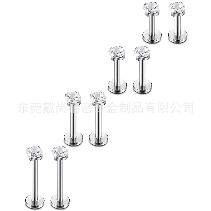Source factory Amazon best selling with AAA zircon lip studs earrings stainless steel piercing jewelry wholesale Source factory Amazon best selling with AAA zircon lip studs earrings stainless steel piercing jewelry wholesale