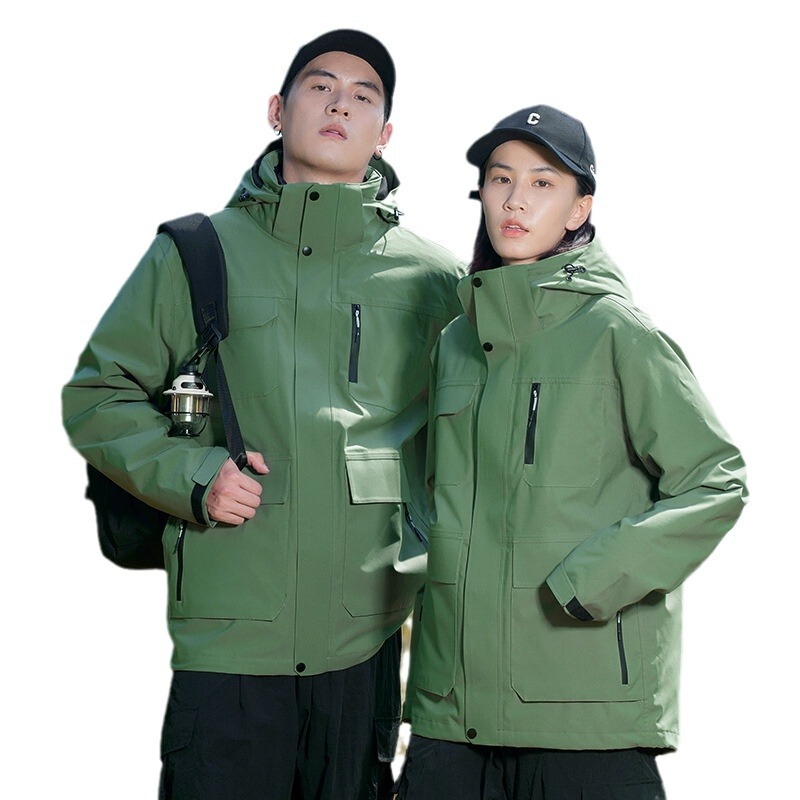 アウトドアジャケット 3-in-1 ダウンインナーライナー付き 男女兼用 登山服 スキーウェア 防水 防風 保温 耐摩耗性|undefined