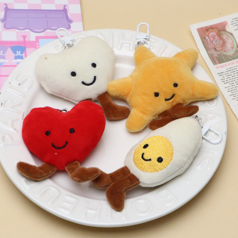 Cross-Border Japanese-Style Cartoon Plush Pendant Doll Starfish Heart Egg Waffle Figurine Bag Pendant Best Friend Gift