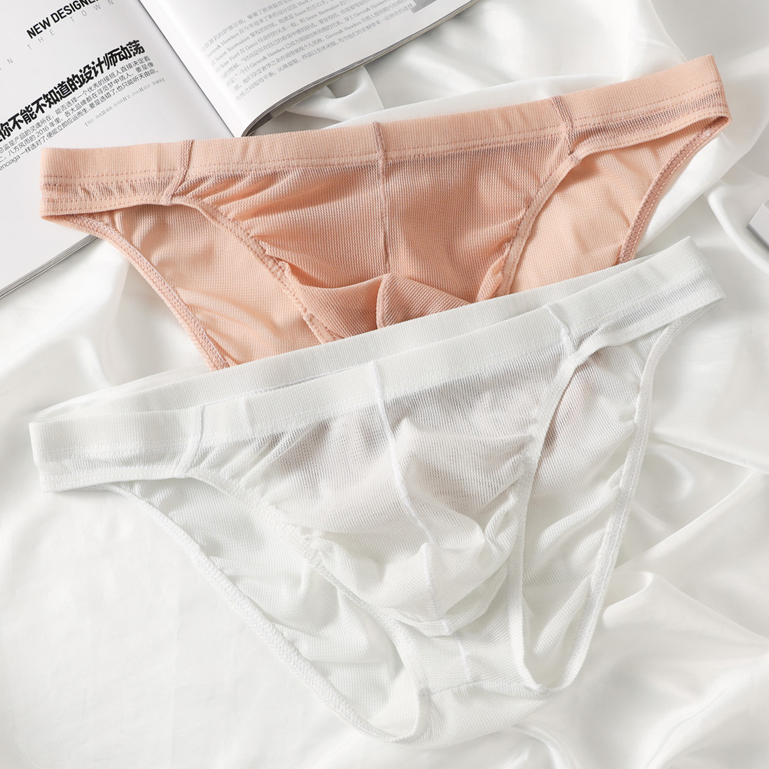 Mesh Underwear Men's Transparent Breathable Sexy Sexy Briefs Men's Mercerized European and American Large Size Sports Underwear