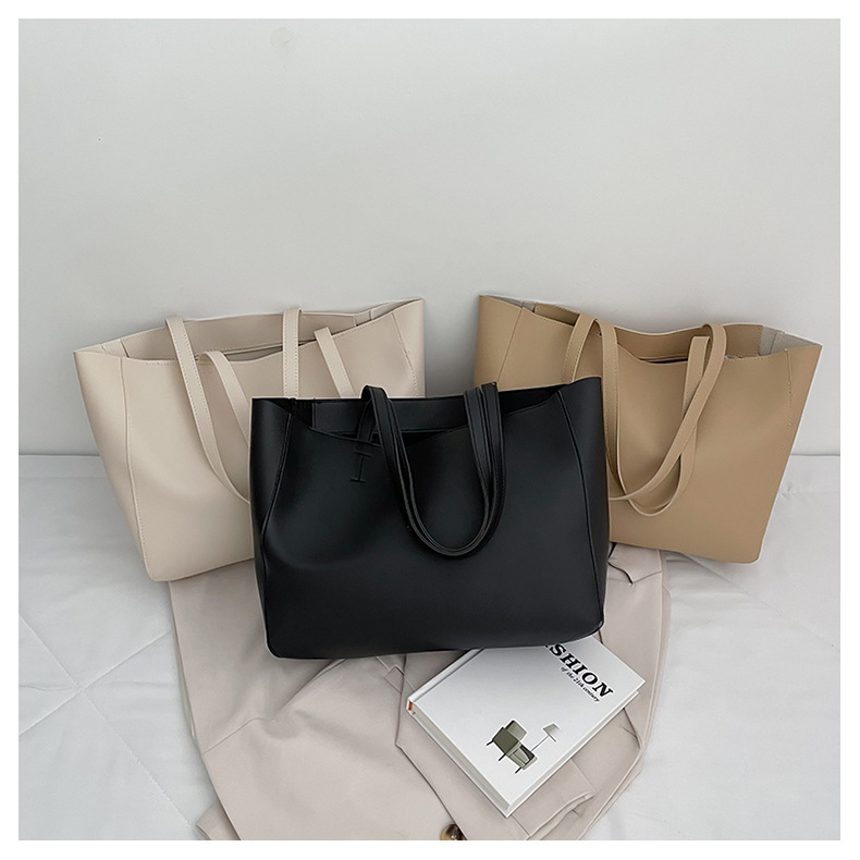 Simple Solid Color Large-capacity Portable Tote Bag Wholesale Nihaojewelry display picture 3